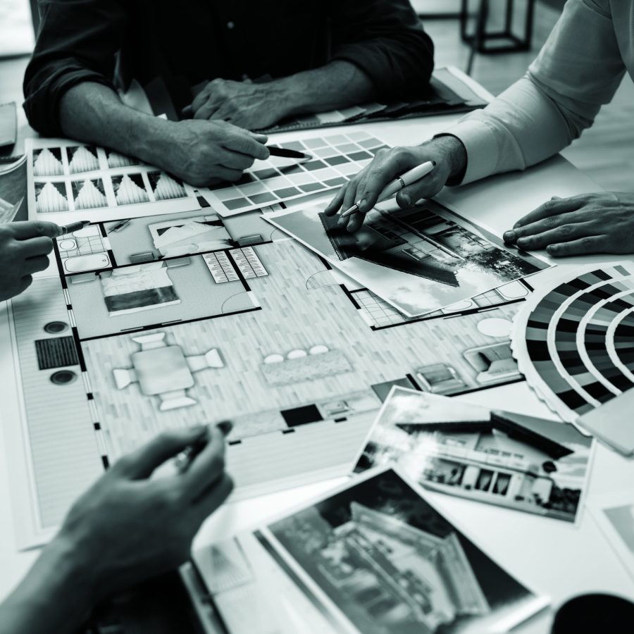 Architects And Designers Working On Color Selection For House